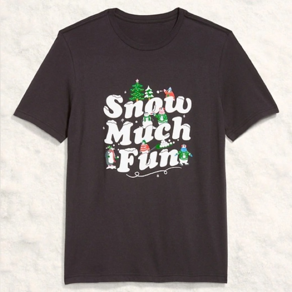 New! Old Navy Holiday Graphic Mens Tee Black XL Christmas